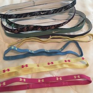 9 assorted Nike and underarmour head bands